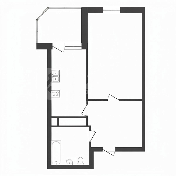 Квартира 1-комн., 42.6 м²