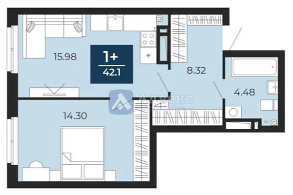 Квартира 1-комн., 42 м²