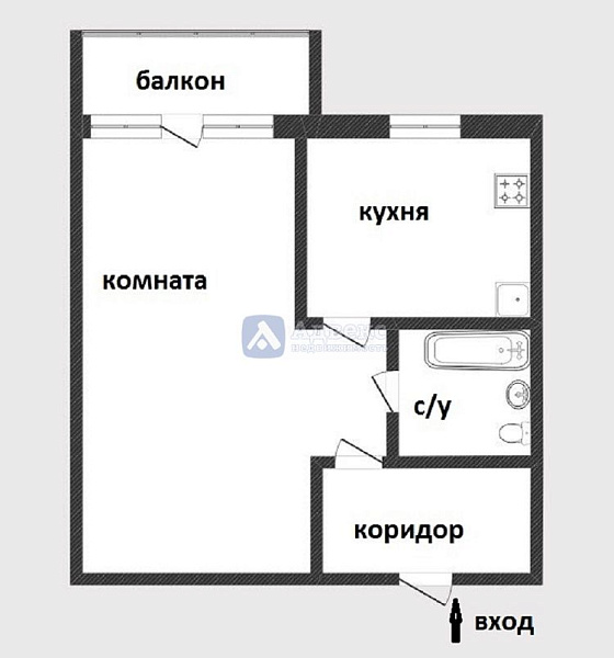 Квартира 1-комн., 32.7 м² Квартира 1-комн., 32.7 м²
