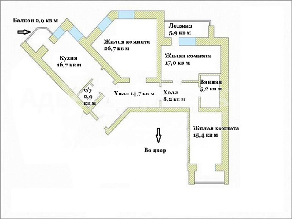 Квартира 3-комн., 100.6 м²