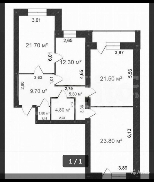 Квартира 3-комн., 101.2 м²