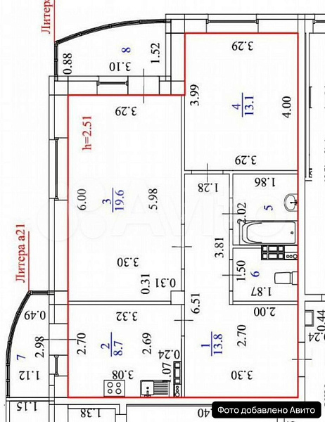 2-к квартира, 61 кв.м.