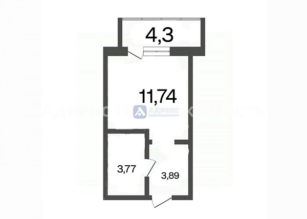 Квартира студия, 23.7 м² Квартира студия, 23.7 м²
