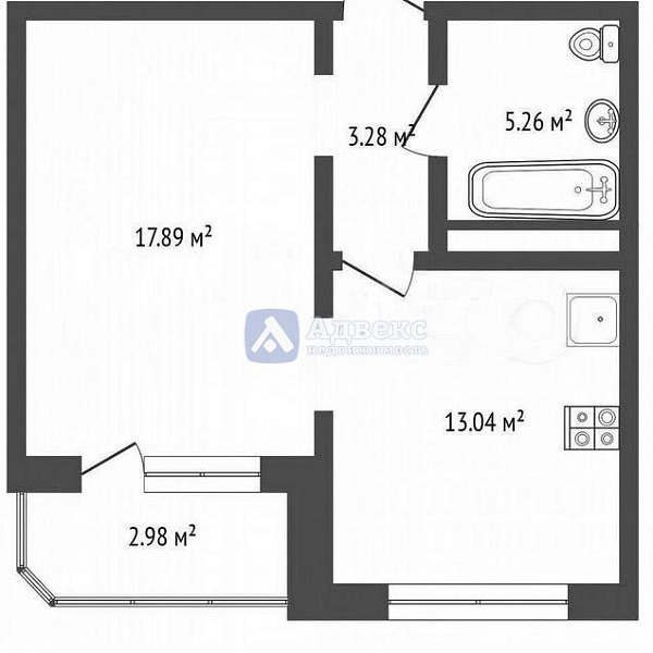 Квартира 1-комн., 39.5 м² Квартира 1-комн., 39.5 м²