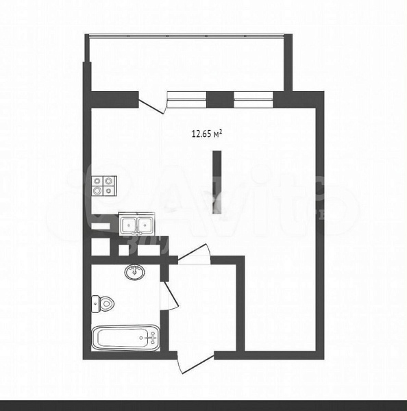 Квартира студия, 28.9 м²