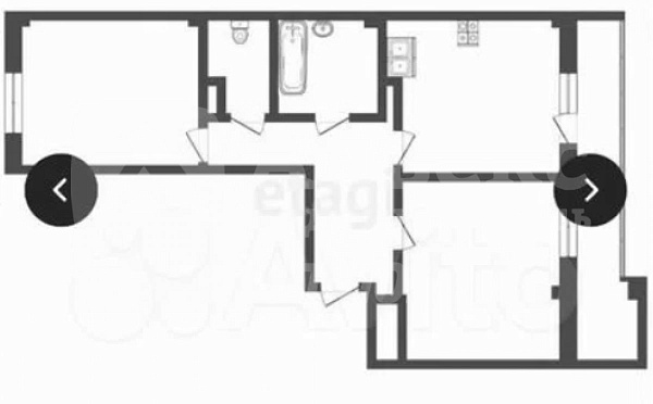 Квартира 2-комн., 60.6 м²