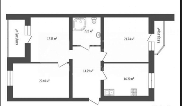 3-к квартира, 96 кв.м.
