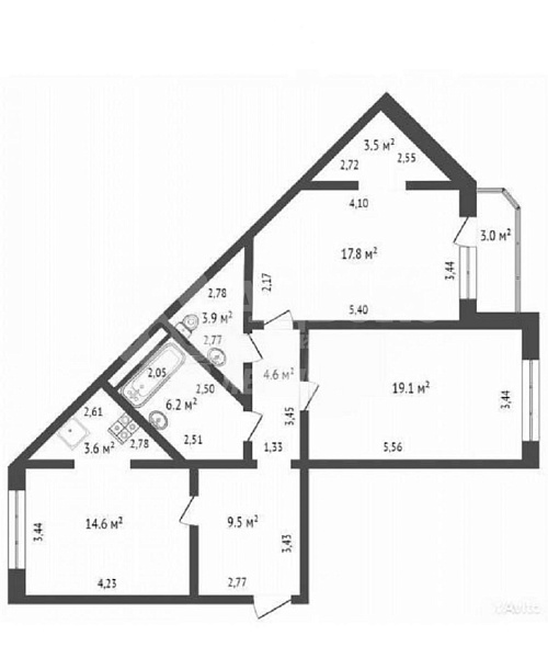 2-к квартира, 82 кв.м.