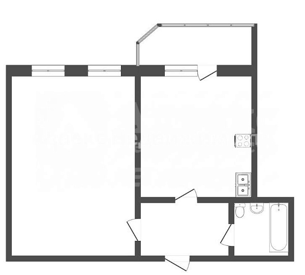 1-к квартира, 39 кв.м.