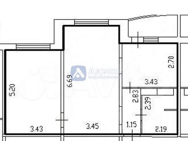 Квартира 2-комн., 58.8 м²