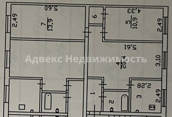 3-к квартира, 58 кв.м.