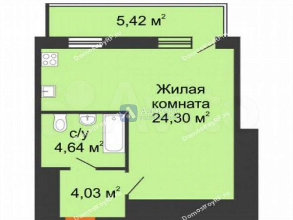 Квартира студия, 33 м² Квартира студия, 33 м²
