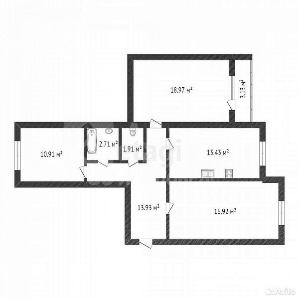 3-к квартира, 78 кв.м.