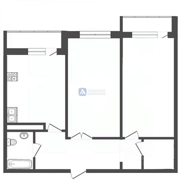 Квартира 2-комн., 64.3 м²