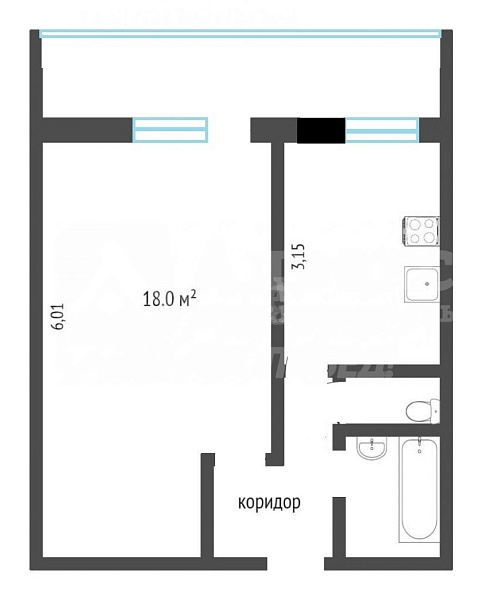Квартира 1-комн., 33 м²