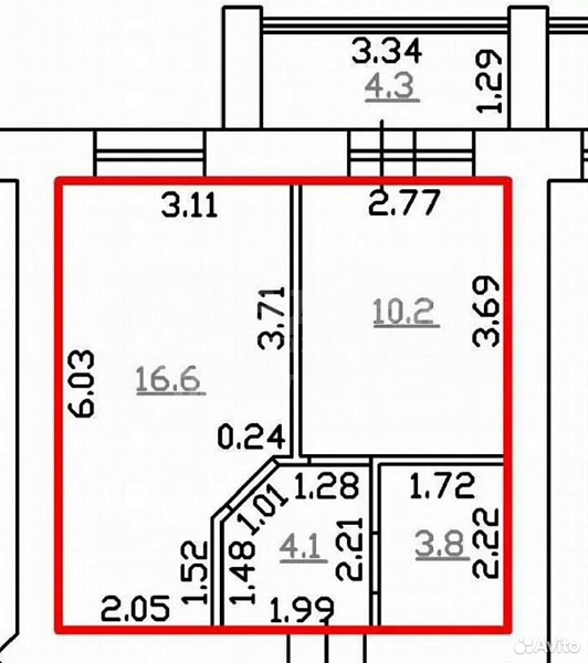 Квартира 1-комн., 34.8 м²