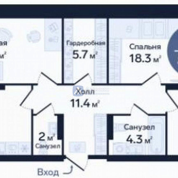 Квартира 3-комн., 85.6 м² Квартира 3-комн., 85.6 м²