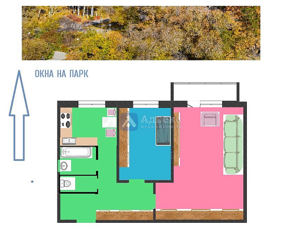 Квартира 2-комн., 44.2 м²