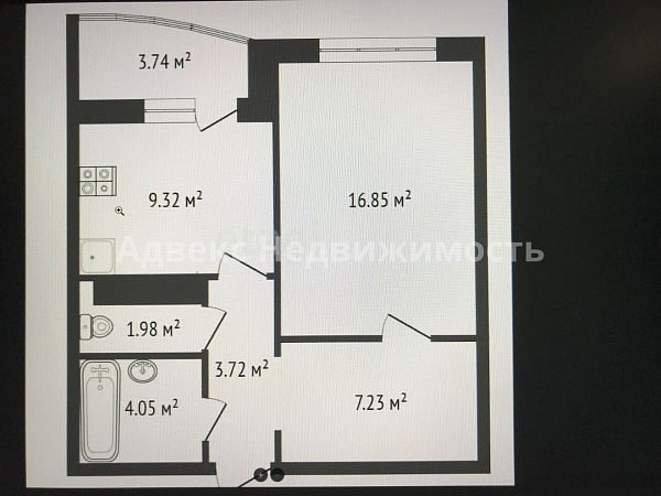 Квартира 1-комн., 43.3 м²