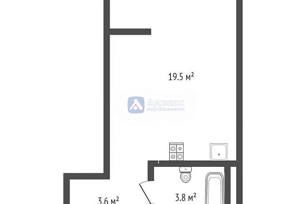 Квартира студия, 27.2 м²