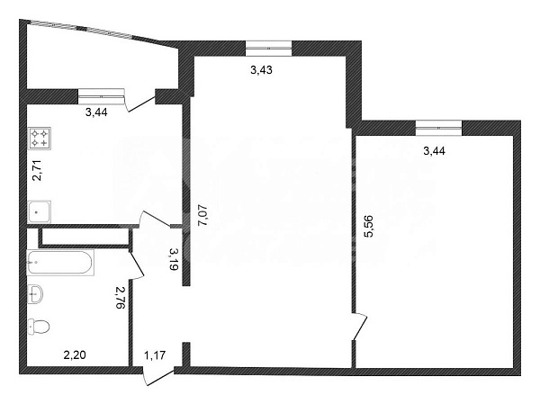 Квартира 2-комн., 62.8 м²