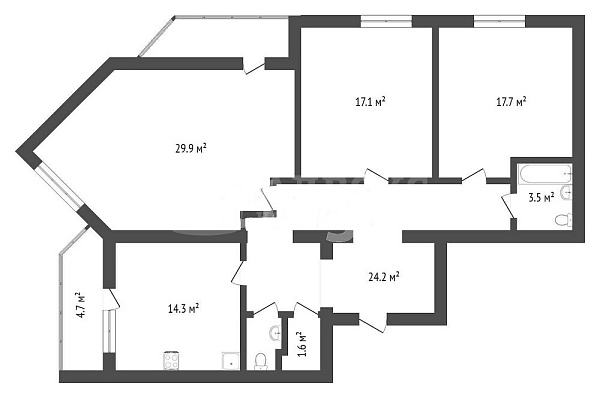 Квартира 3-комн., 108.9 м²