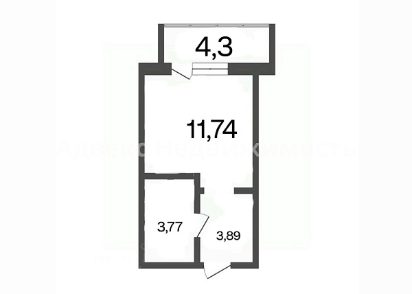 Квартира студия, 23.7 м²