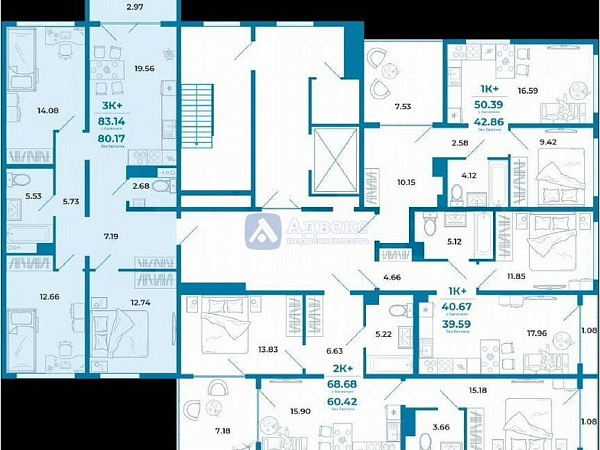 Квартира 3-комн., 83.1 м²