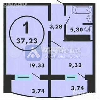 Квартира 1-комн., 37 м² Квартира 1-комн., 37 м²