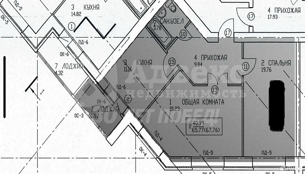 Квартира 2-комн., 67.8 м²