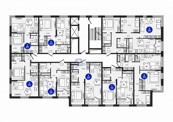 1-к квартира в новостройке, 46 кв.м.