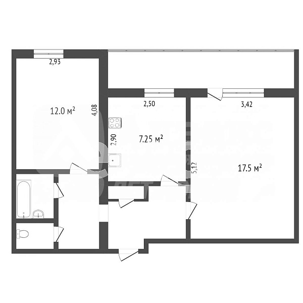 2-к квартира, 47 кв.м.