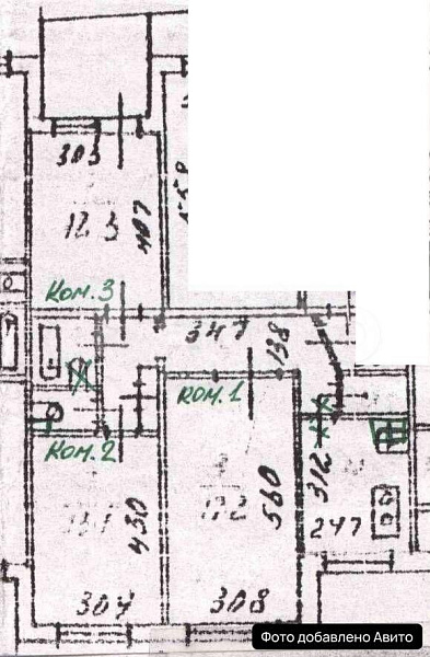 Квартира 3-комн., 65.2 м²