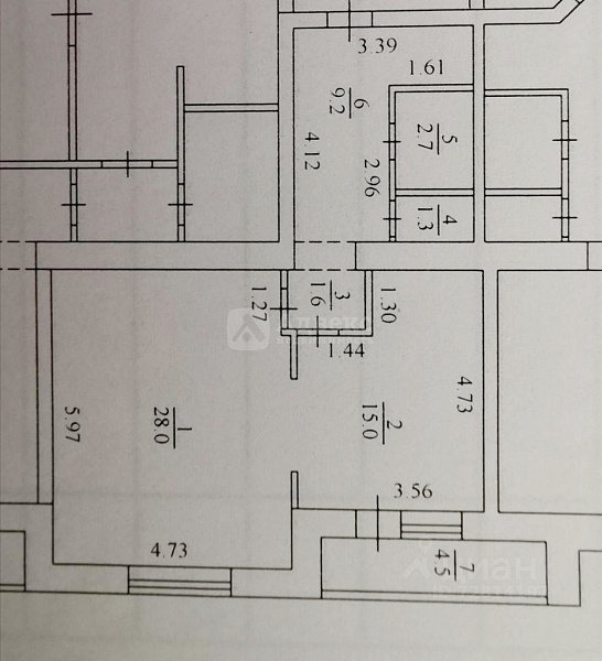 Квартира 1-комн., 57.8 м²