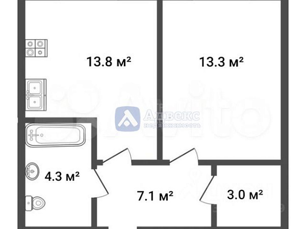 1-к квартира, 41 кв.м.