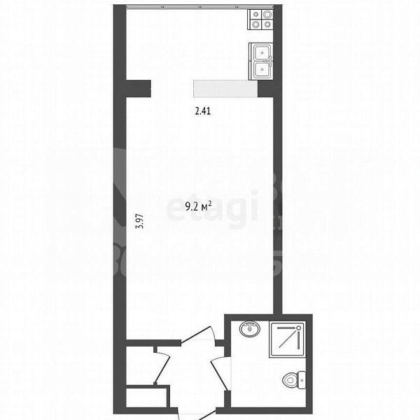 Студия, 12 кв.м.