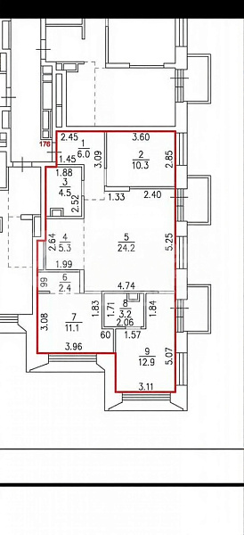 Квартира 3-комн., 79.9 м²