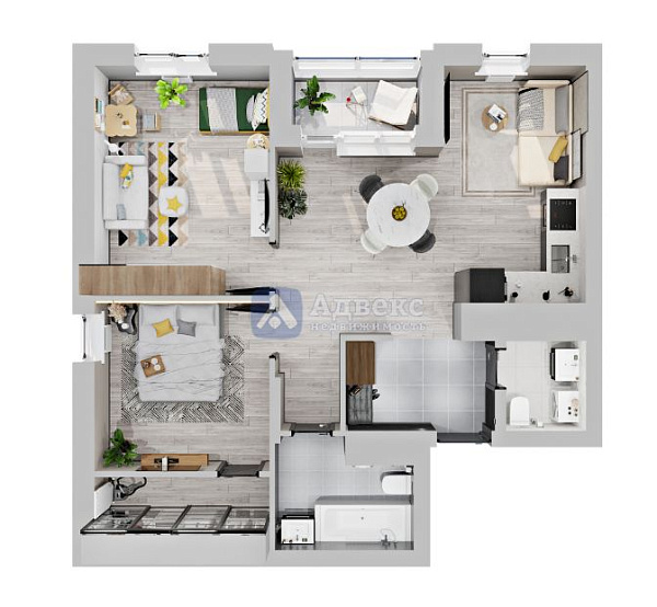 2-к квартира, 64 кв.м.