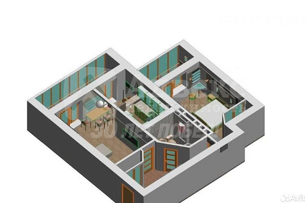 Квартира 2-комн., 65 м²