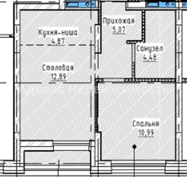 1-к квартира в новостройке, 40 кв.м.