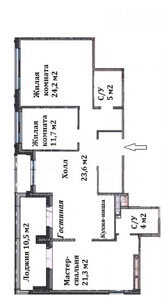 Квартира 3-комн., 108.3 м²