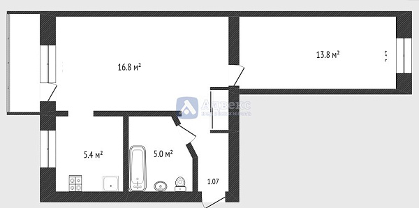 Квартира 2-комн., 45.1 м²