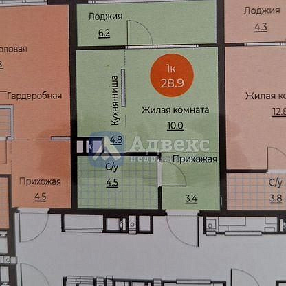 Квартира студия, 28.8 м² Квартира студия, 28.8 м²