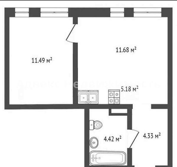 Квартира 1-комн., 37.7 м²