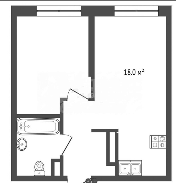 Квартира 1-комн., 38.8 м²