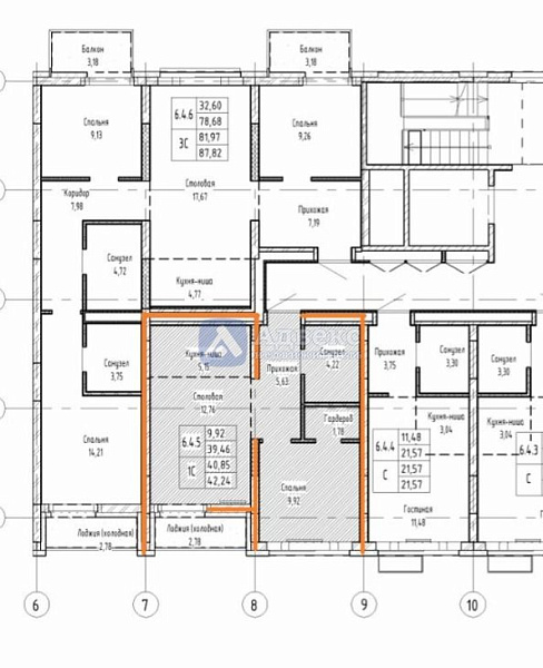 Квартира 1-комн., 42.2 м²