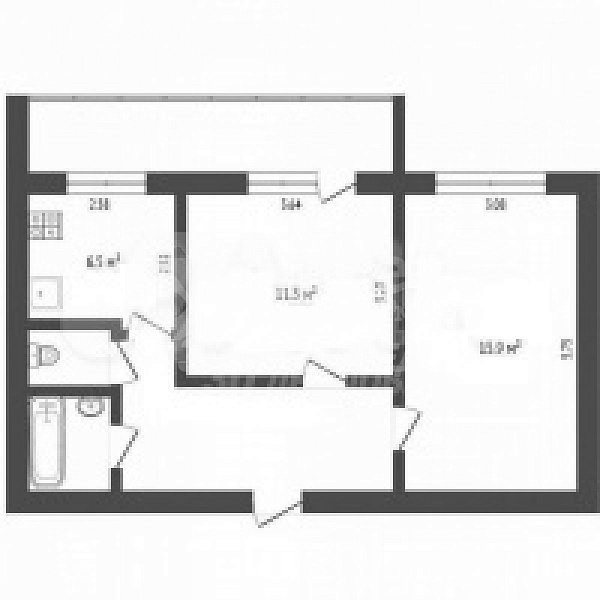 Квартира 2-комн., 50 м²