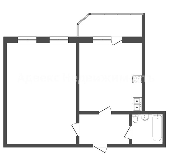 Квартира 1-комн., 39.8 м²