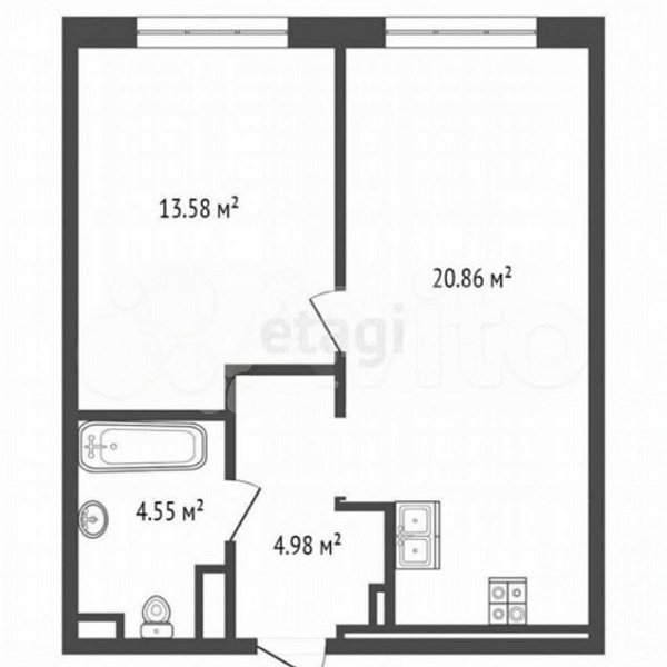 Квартира 2-комн., 43.5 м²