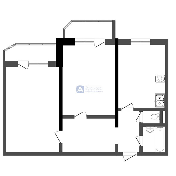 Квартира 2-комн., 62 м²